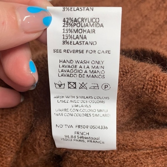 FRNCH Mohair Cropped Ribbed Sweater M/L - Picture 4 of 6